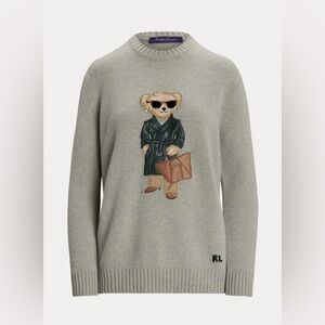 RALPH LAUREN COLLECTION RACING GREEN TRENCH POLO BEAR CASHMERE SWEATER